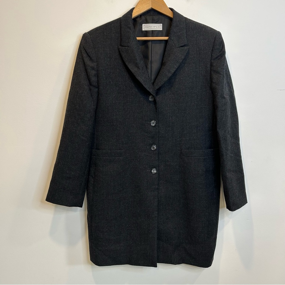 Vintage Principles Single Breasted Women’s Wool Pea Coat Grey